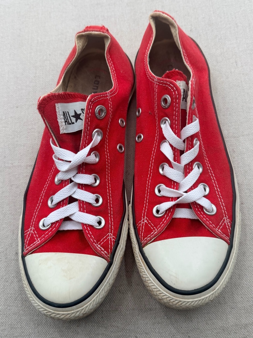 Converse Red Low-Top Canvas Slip-On Sneakers with White Laces